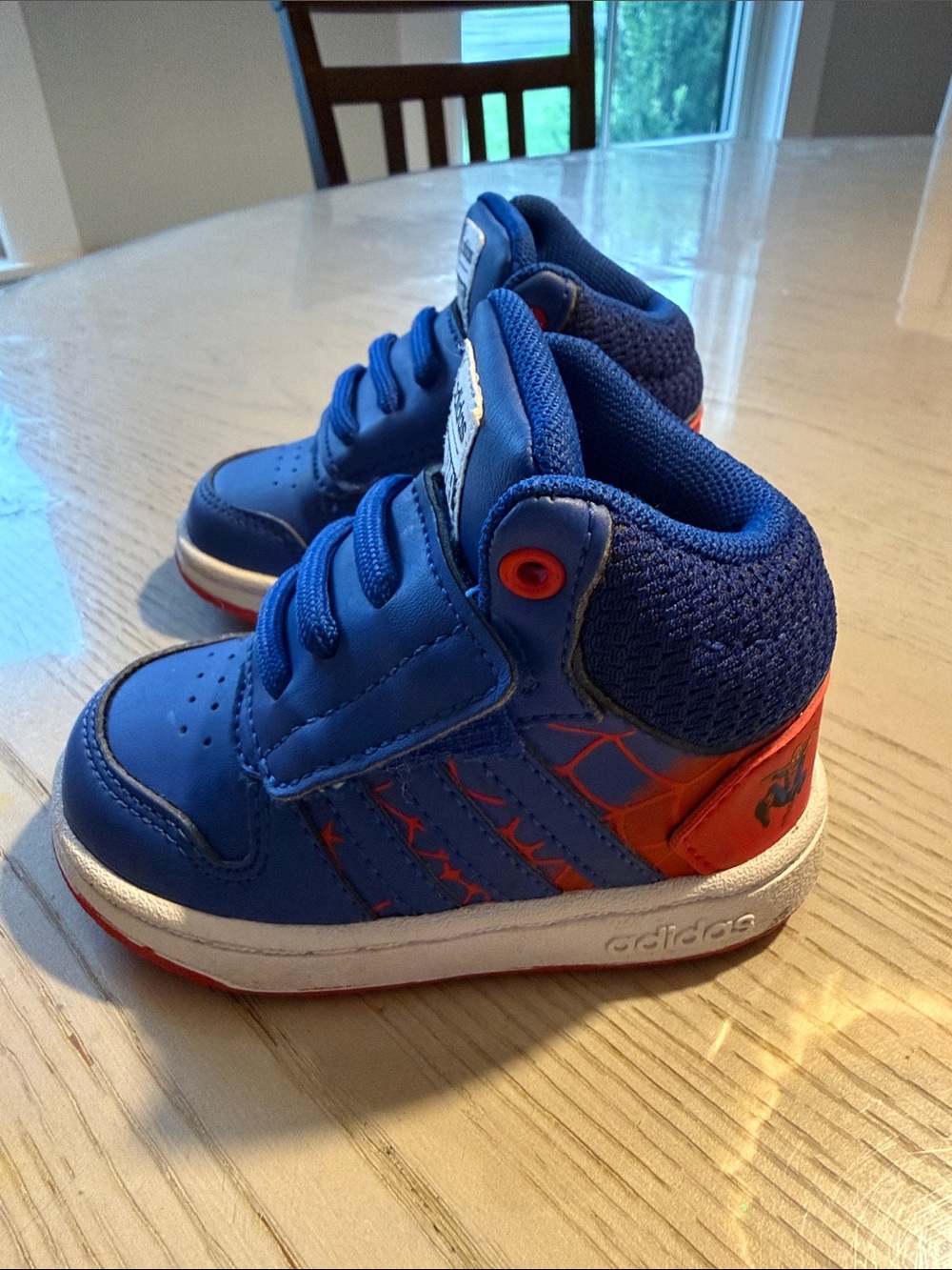adidas Kids Blue and Orange Mid-Top Sneakers